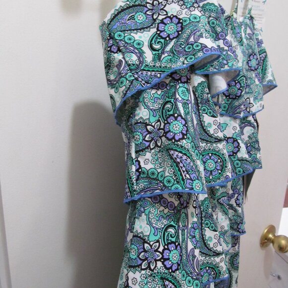 NWT Fit 4U Swimsuit Size 16 3 Tiered Romper Blue Floral & Paisley Fit 4 Ur Hips - Picture 11 of 16